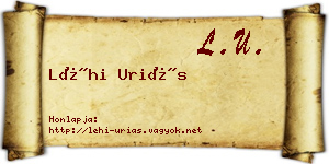Léhi Uriás névjegykártya